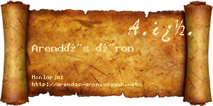 Arendás Áron névjegykártya